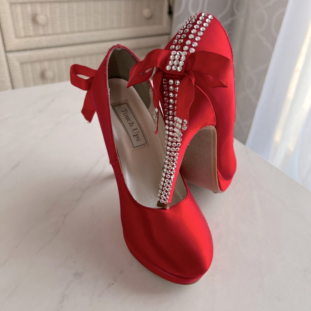 Custom Red Heels with Swarovski crystals